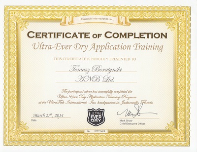 UltraEverDry certyfikat 