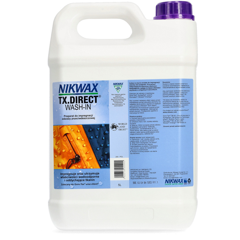 Preparat do impregnacji odzieży przeciwdeszczowej TX.Direct® Wash-In 5L Nikwax 255P01