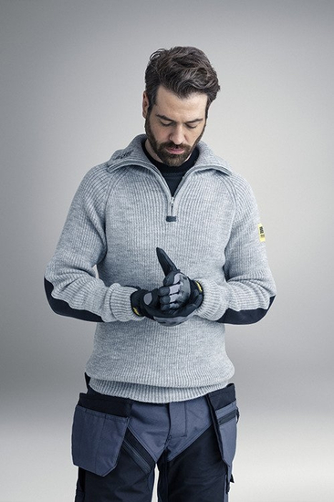 Zdjęcie 3 - 2905 Pulower wełniany - krótki suwak (kolor: szary melanż) Snickers Workwear