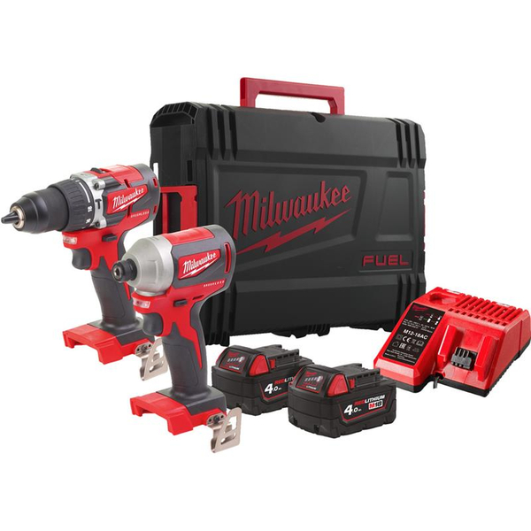 Zdjęcie 1 - Zestaw narzędzi akumulatorowych PowerPack Milwaukee M18 CBLPP2A-402C Wiertarko-wkrętarka M18 CBLPD-0 + Zakrętarka M18 CBLID-0 18V 2x4Ah 4933464536