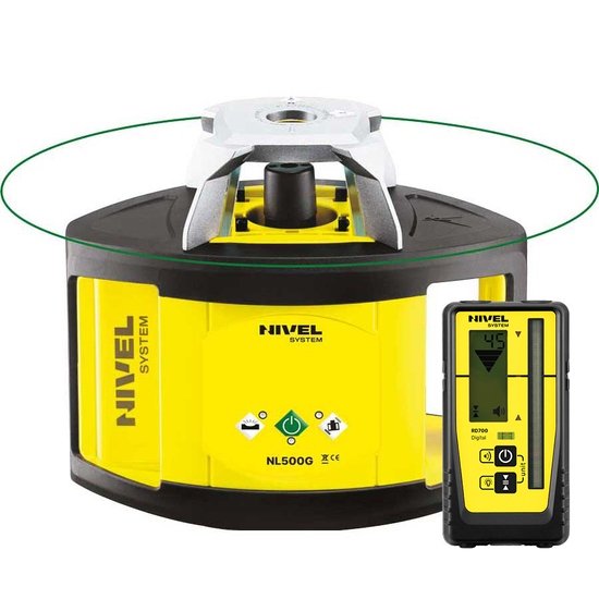 Zdjęcie 2 - Rotacyjny niwelator laserowy Nivel System NL500G DIGITAL z wiązką zieloną + statyw SJJ1 + łata laserowa LS-24