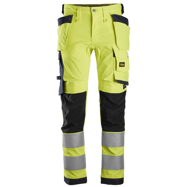 Zdjęcie 1 - 6243 Spodnie Odblaskowe Stretch AllroundWork z workami kieszeniowymi, EN 20471/2 Snickers Workwear żółto-granatowe