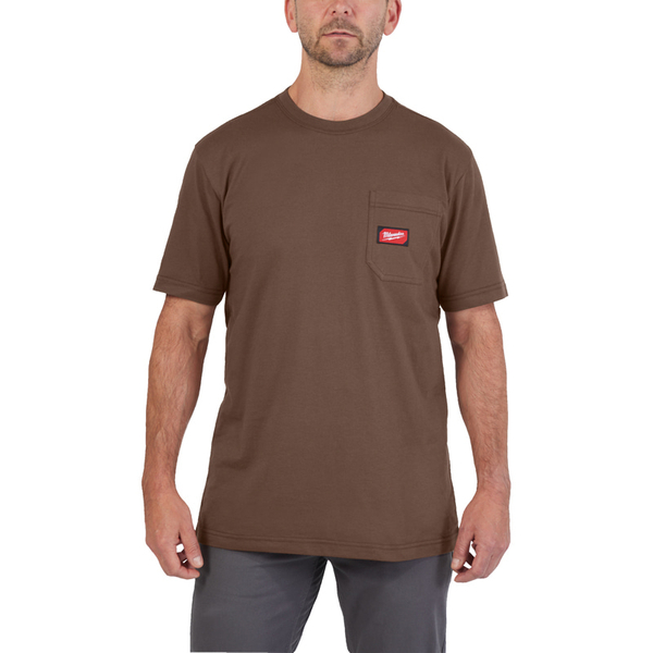 Zdjęcie 1 - WTSSBR-S T-shirt z kieszonką z krótkim rękawem - brązowy Milwaukee 4932493028