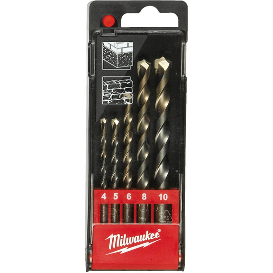 Zdjęcie 1 - Wiertła do betonu /4, 5, 6, 8, 10 mm / zestaw 5 szt. Milwaukee 4932480157