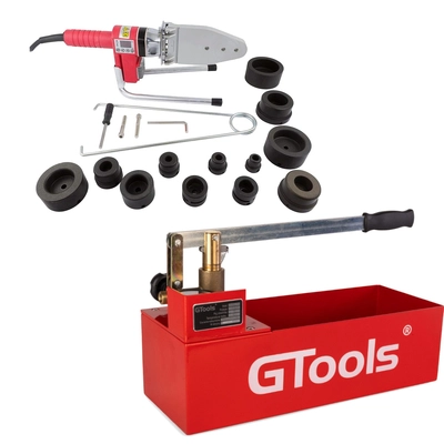 G-PUMP Ręczna pompa testująca kontrolna do prób ciśnieniowych 60 bar + Zgrzewarka do rur 20-63