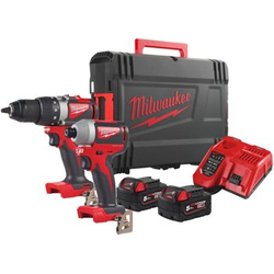 Zestaw narzędzi akumulatorowych PowerPack Milwaukee M18 BLPP2B2-502X Wiertarko-wkrętarka M18 BLDD2 + Zakrętarka M18 BLID2 18V 2x5Ah 4933464594