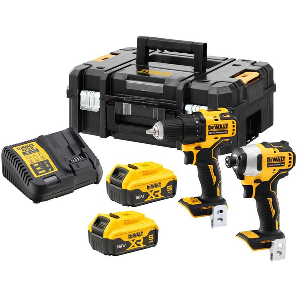 Zdjęcie 1 - Zestaw narzędzi akumulatorowych DeWalt DCK2061P2T Wiertarko-wkrętarka DCD709 + Zakrętarka DCF809 18V XR 2x5Ah