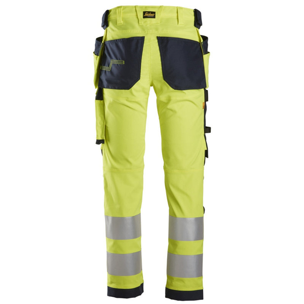 Zdjęcie 4 - 6243 Spodnie Odblaskowe Stretch AllroundWork z workami kieszeniowymi, EN 20471/2 Snickers Workwear żółto-granatowe