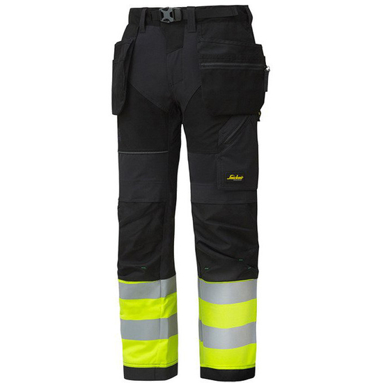 Zdjęcie 1 - 6931 Spodnie Odblaskowe FlexiWork+ z workami kieszeniowymi (kolor czarno-żółty), EN 20471/1 Snickers Workwear