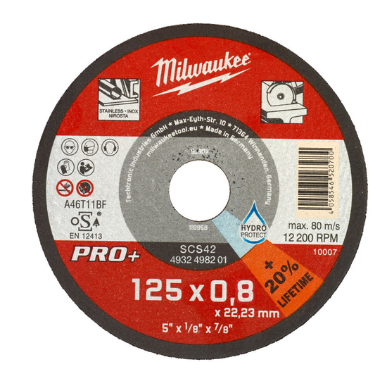 Zdjęcie 2 - Tarcza do cięcia metalu SCS42 125x0,8mm 1 szt. Milwaukee [4932498201]