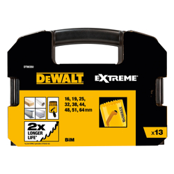 Nawigacja zdjęcie 2 - Zestaw otwornic do drewna i metalu (16-64mm) 13 elementów DeWALT DT90350