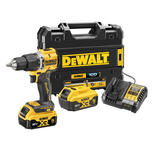 Zdjęcie 1 - Wiertarko-wkrętarka akumulatorowa "100 lat" DeWalt DCD100YP2T 68Nm 18V XR 2x5.0Ah