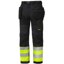 6931 Spodnie Odblaskowe FlexiWork+ z workami kieszeniowymi (kolor czarno-żółty), EN 20471/1 Snickers Workwear