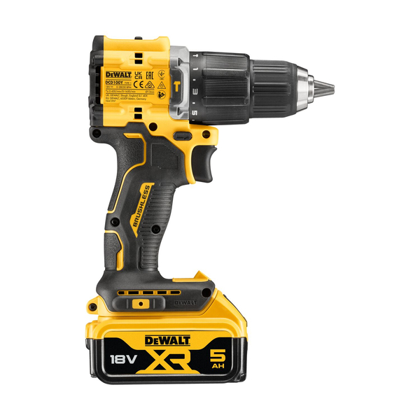 Zdjęcie 5 - Wiertarko-wkrętarka akumulatorowa "100 lat" DeWalt DCD100YP2T 68Nm 18V XR 2x5.0Ah