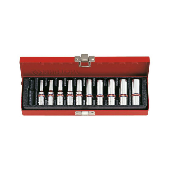 Zdjęcie 1 - ZESTAW NASADEK CALOWYCH 1/4" 10cz. DŁUGIE 6-kąt. 5/32 - 1/2" KASETA 2510SR King Tony