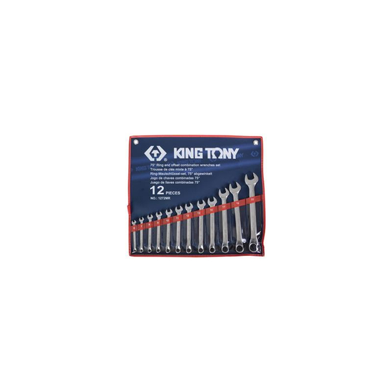 Zdjęcie 1 - ZESTAW KLUCZY PŁASKO-OCZKOWYCH ODGIĘTYCH 12cz. 6 - 22mm, ETUI 1272MR King Tony