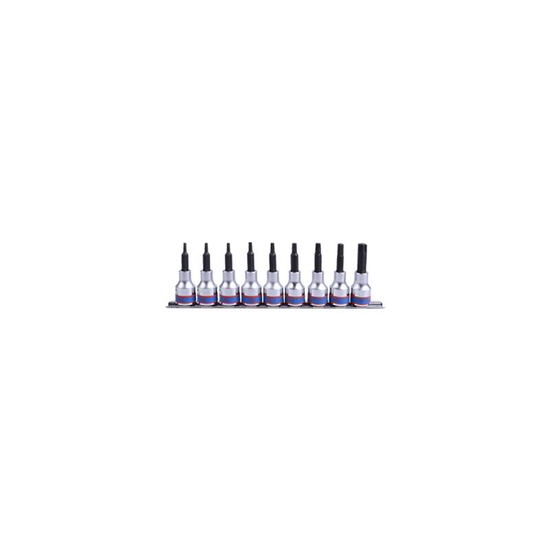 Zdjęcie 1 - ZESTAW NASADEK Z KOŃCÓWKĄ TORX 1/2" 9 cz. DŁUGIE T20 - T60 ZESTAW NA SZYNIE 4119PR10 King Tony