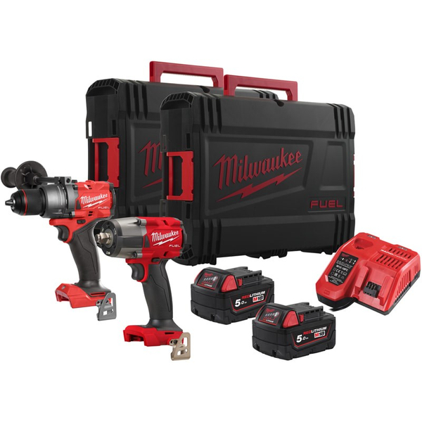 Zdjęcie 1 - Zestaw narzędzi akumulatorowych PowerPack Milwaukee M18 FPP2F3-502X Wiertarko-wkrętarka M18 FPD3 + Klucz udarowy M18 FMTIW2F12 18V 2x5Ah 4933492518