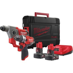 Zestaw narzędzi akumulatorowych PowerPack Milwaukee M12 FPP2B-602X Wiertarko-wkrętarka M12 FPD-0 + Młot M12 CH-0 12V 2x6Ah 4933459813