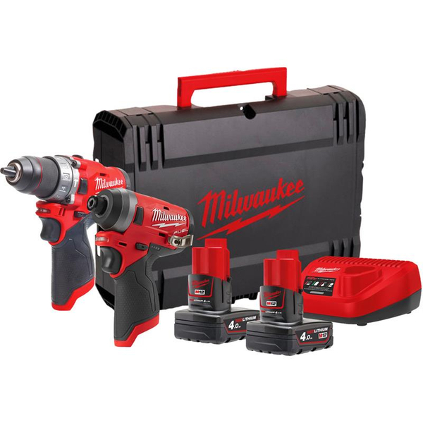 Zdjęcie 1 - Zestaw narzędzi akumulatorowych PowerPack Milwaukee M12 FPP2A-402X Wiertarko-wkrętarka M12 FPD-0 + Zakrętarka M12 FID-0 12V 2x4Ah 4933459808