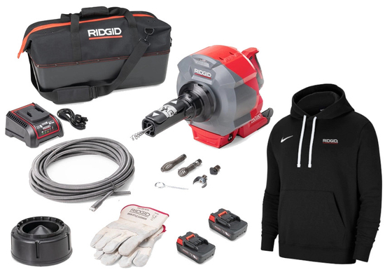 Zdjęcie 1 - Przepychacz do kanalizacji bezprzewodowy SinkSnake™ RIDGID K-46 2 akumulatory 2,5Ah + Bluza