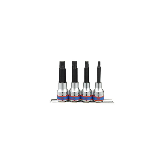 Zdjęcie 1 - ZESTAW NASADEK Z KOŃCÓWKĄ SPLINE 1/2" 4cz. DŁUGIE M6 - M12, SZYNA, 4136PR King Tony