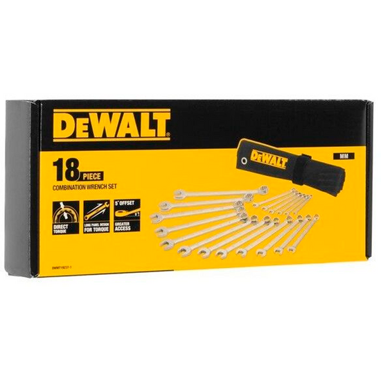 Zdjęcie 2 - KLUCZE PŁASKO-OCZKOWE 18 el. DeWALT DWMT19237-1