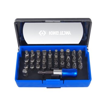 ZESTAW BITÓW 1/4" 32cz. Z UCHWYTEM 7702-25 +753-63, PŁASKIE 3 - 6mm, PH1-PH3, PZ1- PZ3, HEX 3 - 6mm, TORX T10 -T40 1032CQ King Tony