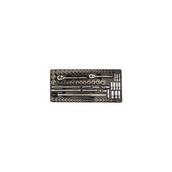 ZESTAW NASADEK 3/8" + 1/2" 78cz. KRÓTKIE/DŁUGIE 6/12-kąt. 8 - 32mm, CALOWE 3/8" - 1-1/4", Z AKCESORIAMI, WKŁAD DO WÓZKA 9-7078CR King Tony