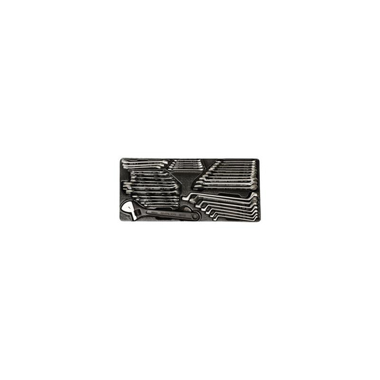 Zdjęcie 1 - ZESTAW KLUCZY 38cz. - PŁASKO-OCZKOWE 15cz. 6-21mm, PŁASKIE 11cz. 8-19mm, CALOWE 1/4-7/8", KLUCZE OCZKOWE ODGIĘTE 6-19, WKŁAD DO 9-90138CR King Tony