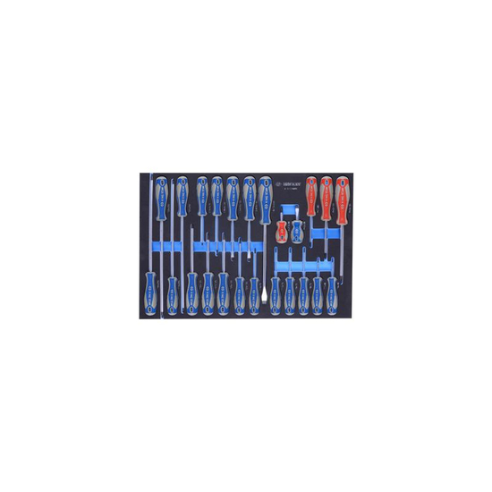 Zdjęcie 1 - ZESTAW WKRĘTAKÓW 24 cz. KRZYŻAKI PH1 - PH3, PŁASKIE 3 - 10mm, TORX T6 - T30, WKŁAD Z PIANKI EVA DO WÓZKA 9-31124MRV King Tony