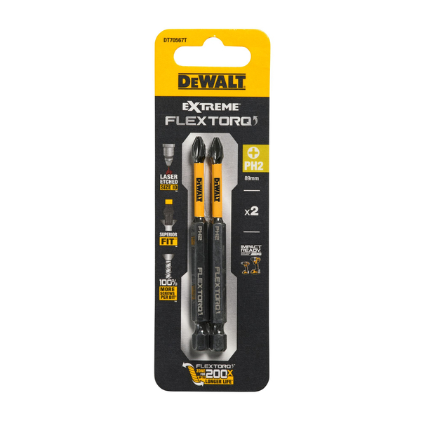 Zdjęcie 4 - Zestaw bitów udarowych PH2 89mm 2szt. DeWALT [DT70567T]