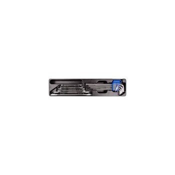 ZESTAW 15cz. - KLUCZE PŁASKIE 6cz. 6 - 24mm, IMBUSY 9 szt. 1120 HEX Z KULKĄ EKSTRA DŁUGIE 1,5 - 10mm, WKŁAD DO SKRZYNKI 87402 9-90115MR King Tony