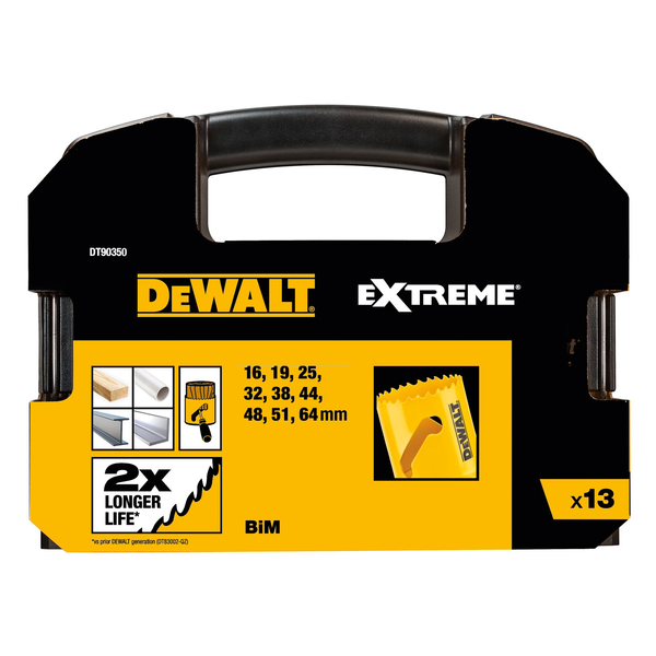 Zdjęcie 2 - Zestaw otwornic do drewna i metalu (16-64mm) 13 elementów DeWALT DT90350