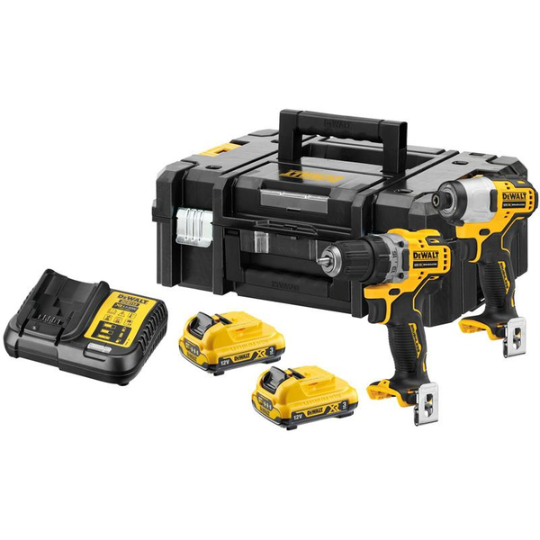 Zdjęcie 1 - Zestaw narzędzi akumulatorowych DeWalt DCK2110L2T Wiertarko-wkrętarka DCD701 + Zakrętarka DCF801 12V XR 2x3Ah