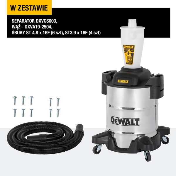 Zdjęcie 3 - Separator cyklonowy, wstępny DeWALT DXVCS003 38L INOX 