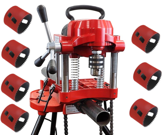 Zdjęcie 1 - Wiertarka do rur GTools GT7150JK 6” + Otwornice MORSE 46,92,95,98,105,108,146mm