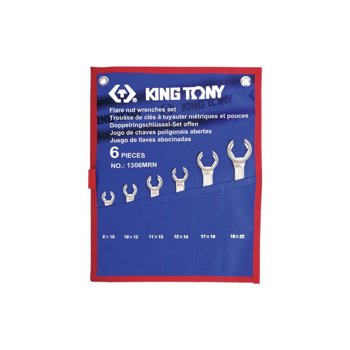 ZESTAW KLUCZY DO PRZEWODÓW HAMULCOWYCH 6cz. 8 - 22mm, ETUI 1306MRN King Tony
