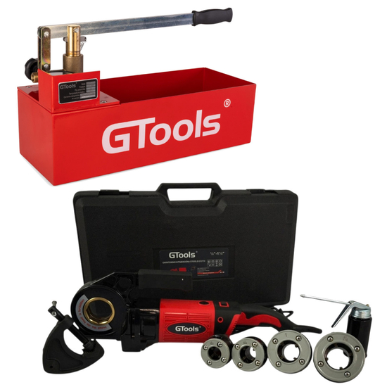 Zdjęcie 1 - Elektryczna gwintownica do rur GTools G-Tronic GT12114 1/2 - 1 1/4" + Pompa testująca