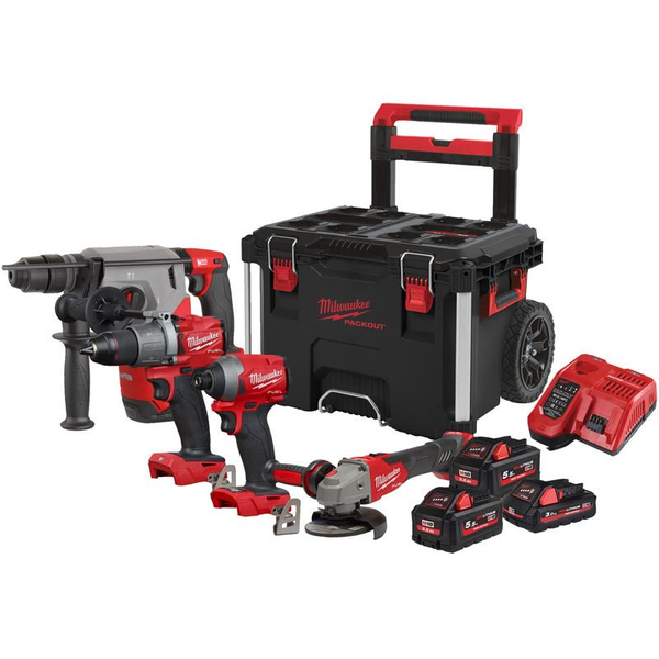 Zdjęcie 1 - Zestaw 4 narzędzi akumulatorowych PowerPack Milwaukee M18 FPP4B2-533P M18 FPD2 + M18 FID2+ M18 FHX + M18 ONEFSAG125XB 18V 2x5.5Ah 1X3aH 4933479536