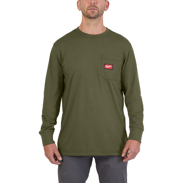 Zdjęcie 1 - WTLSGRN-XL T-shirt z kieszonką z długim rękawem - zielony Milwaukee 4932493051