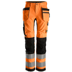 6730 Spodnie AllroundWork+ z workami kieszeniowymi - damskie, EN 20471/2 kolor pomarańczowy Snickers Workwear