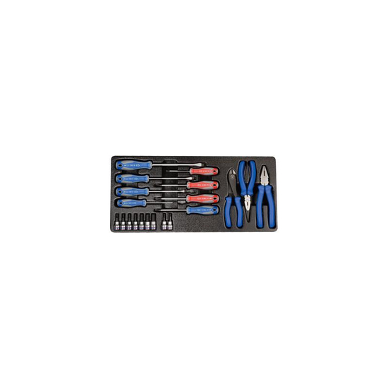 Zdjęcie 1 - ZESTAW NARZĘDZI 20 cz. WKRĘTAKI + NASADKI 3/8" HEX H3 - H12, TORX T30, T40 + SZCZYPCE, WKŁAD DO SKRZYNKI 9-90220MR King Tony