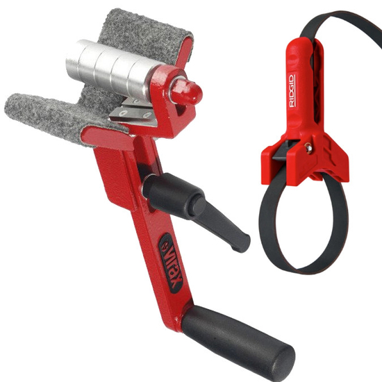 Zdjęcie 1 - Ukosowacz VIRAX 221500 + RIDGID Uchwyt rury z blokadą taśmy 3" - 8"