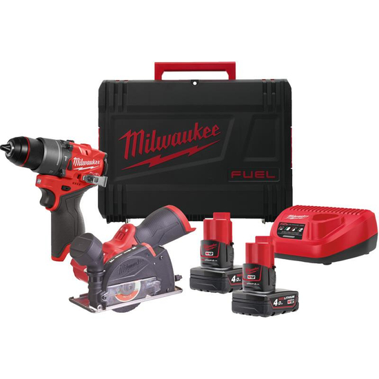 Zdjęcie 1 - Zestaw narzędzi akumulatorowych PowerPack Milwaukee M12 FPP2G2-402X Wiertarko-wkrętarka M12 FPD2 + Szlifierka M12 FCOT 12V 2x4Ah 4933480592