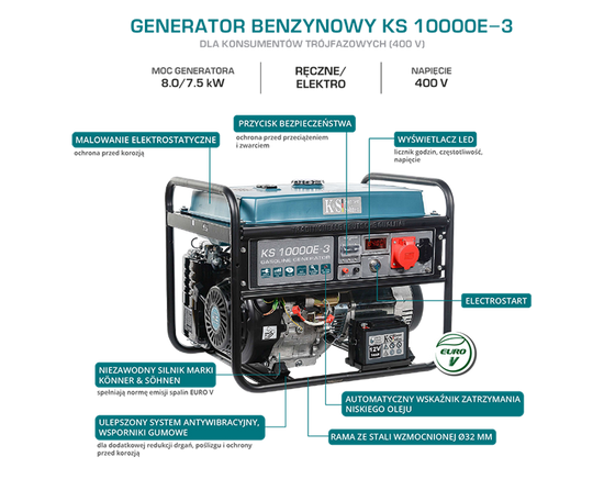 Zdjęcie 6 - Agregat, generator prądotwórczy benzynowy 3-fazowy z automatyką SZR Könner & Söhnen KS 10000E-3 ATS
