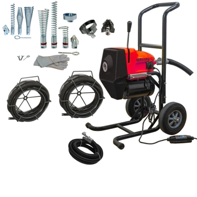 Przepychacz do rur kanalizacji G-TOOLS 250A 22/32mm  + głowice do korzeni