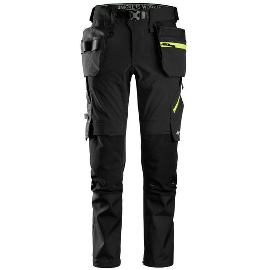 Zdjęcie 1 - 6940 Spodnie Stretch FlexiWork+ z workami kieszeniowymi kolor czarno-żółty Snickers Workwear
