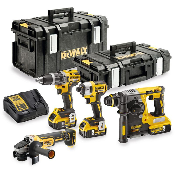 Zdjęcie 1 - Zestaw 4 narzędzi akumulatorowych DeWalt DCK422P3 DCD796 + DCF887 + DCG405 + DCH273 18V XR 3x5Ah