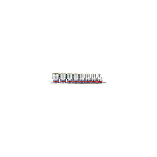 Zdjęcie 1 - ZESTAW NASADEK CALOWYCH 1/2" 8cz. KRÓTKIE 6-kąt. 3/8" - 7/8", SZYNA 4510SR King Tony